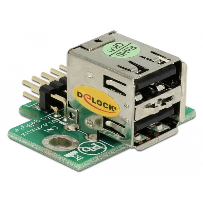 Delock USB Pinheader male to 2 x USB 2.0 female - up