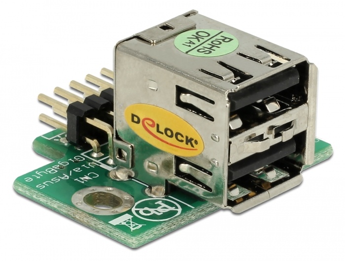DeLOCK USB Pinheader. Aansluiting 1: USB 2.0 A. Kleur van het product: Zilver