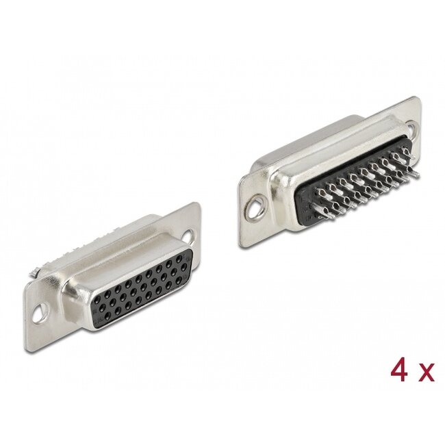 Delock D-Sub HD 26 pin female metal, solder version, 4 pieces