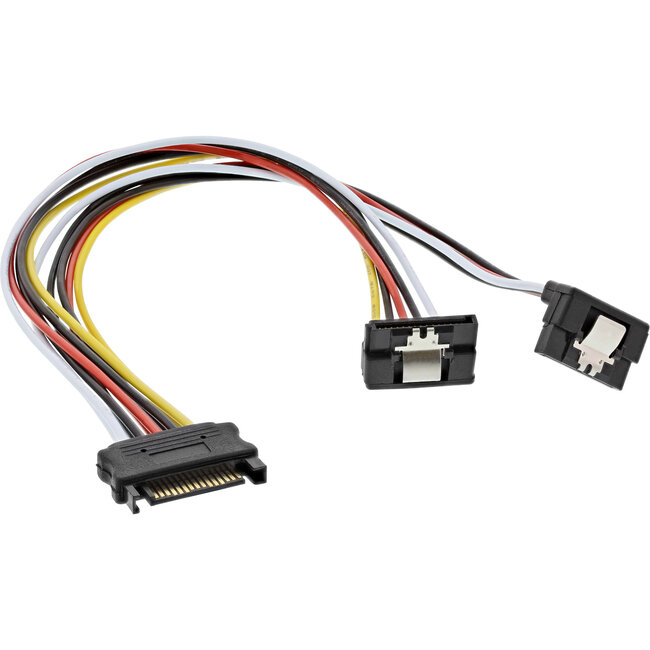 InLine® SATA Strom-Y-Kabel, SATA Bu an 2x SATA St gewinkelt, 0,3m