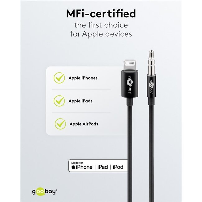 Goobay Apple Lightning Audio Connection Cable (3.5 mm), 1 m, Black 1 m