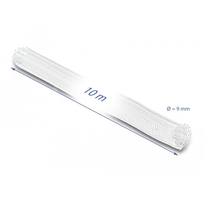 Delock Braided Sleeve self-closing 10 m x 9 mm white