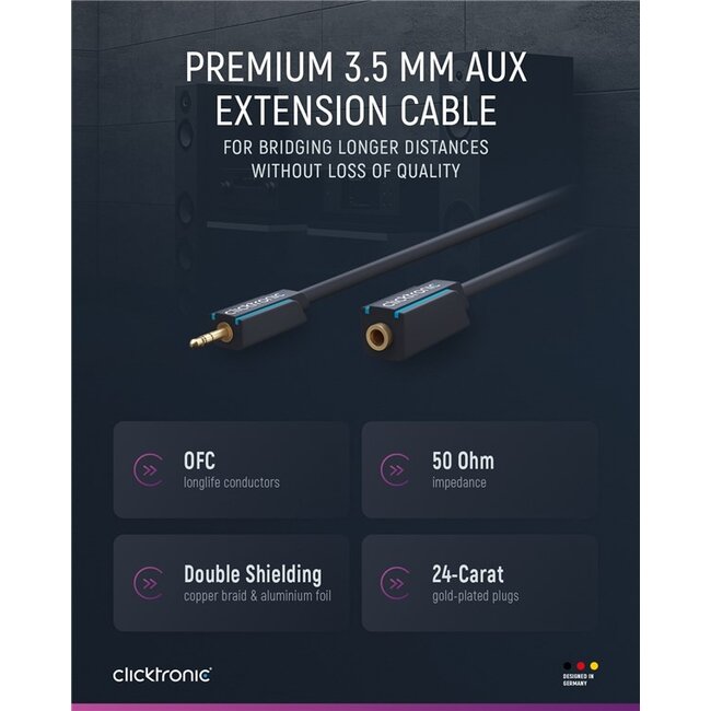 Clicktronic 3.5 mm AUX Extension Cable, Stereo