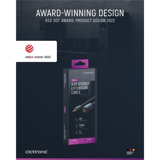 Clicktronic 3.5 mm AUX Extension Cable, Stereo