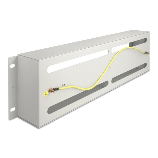 Delock 19″ Circuit-breaker strip with cover and DIN rail 3U metal grey