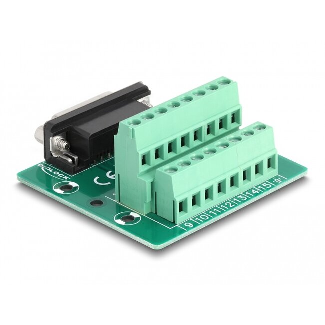 Delock D-Sub 15 pin female to Terminal Block for DIN rail
