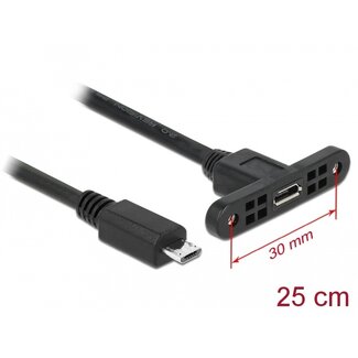 DeLOCK Delock Cable USB 2.0 Micro-B female panel-mount > USB 2.0 Micro-B male 25 cm