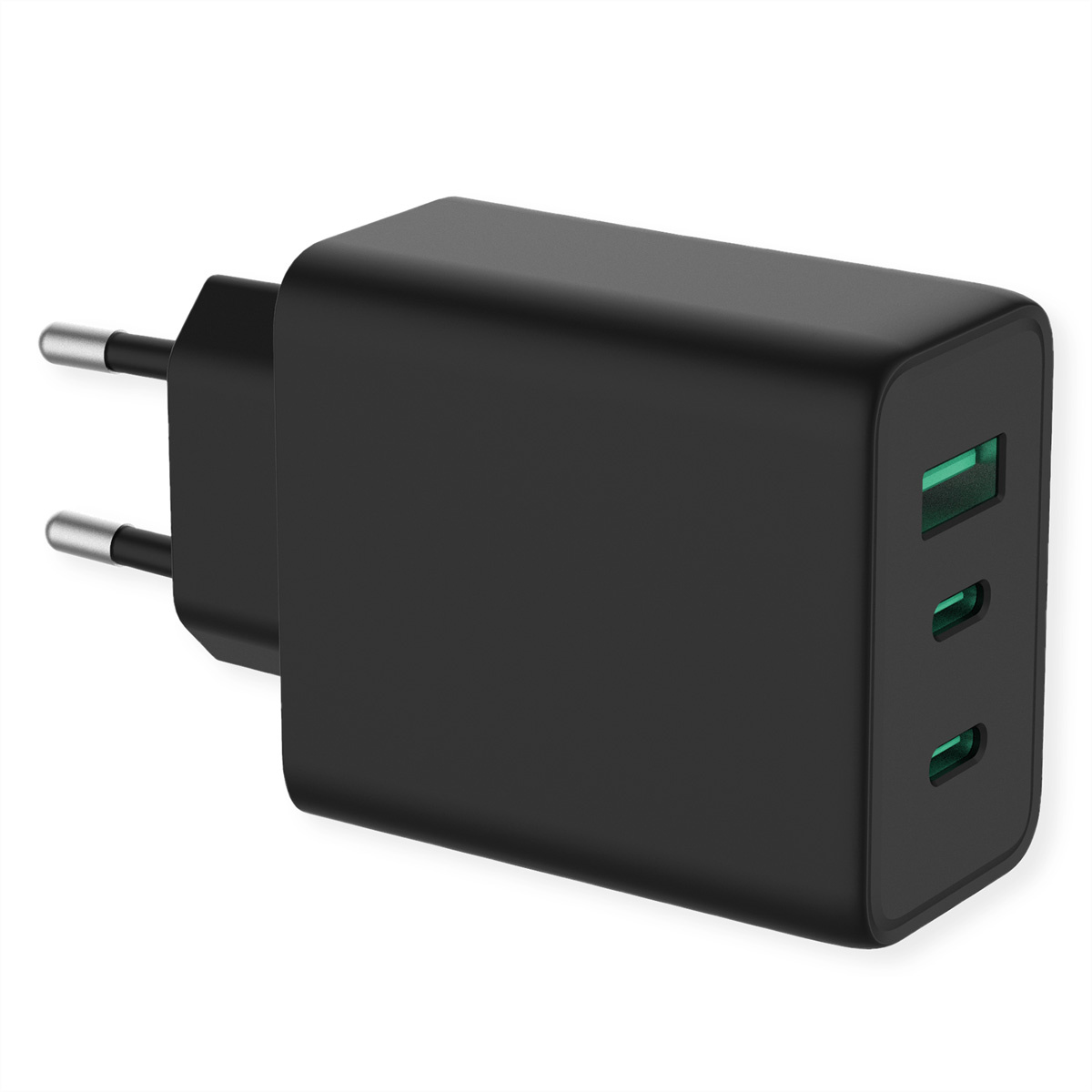 VALUE USB-oplader met eurostekker, 3-poorts (Type-A, 2x Type-C), 65W, GaN |