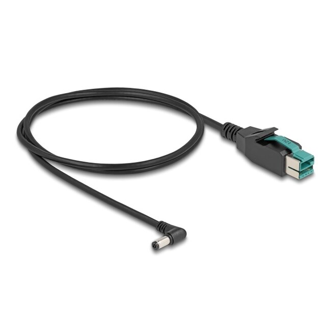 Delock PoweredUSB cable male 12 V to DC 5.5 x 2.1 mm male angled 1 m