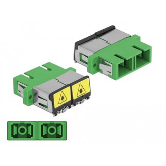 DeLOCK Delock Optical Fiber Coupler with laser protection flip SC Duplex female to SC Duplex female Single-mode green