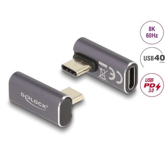 DeLOCK Delock USB Adapter 40 Gbps USB Type-C™ PD 3.0 100 W male to female rotated angled left / right 8K 60 Hz metal