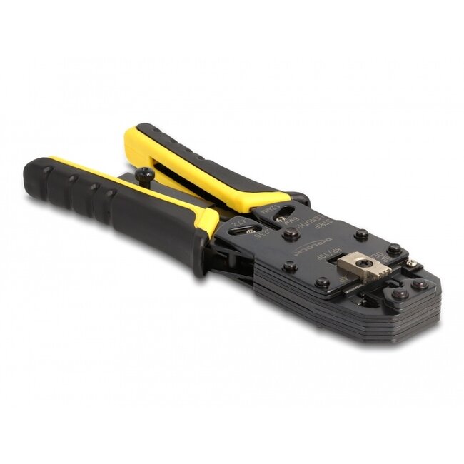 Delock Universal Crimping Tool with wire stripper for 10P (RJ50), 8P (RJ45), 6P (RJ12/11), 6P DEC or 4P modular plugs