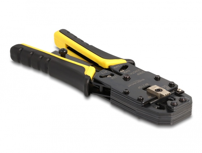 Delock Universal Crimping Tool with wire stripper for 10P (RJ50), 8P (RJ45), 6P (RJ12/11), 6P DEC or 4P modular plugs |