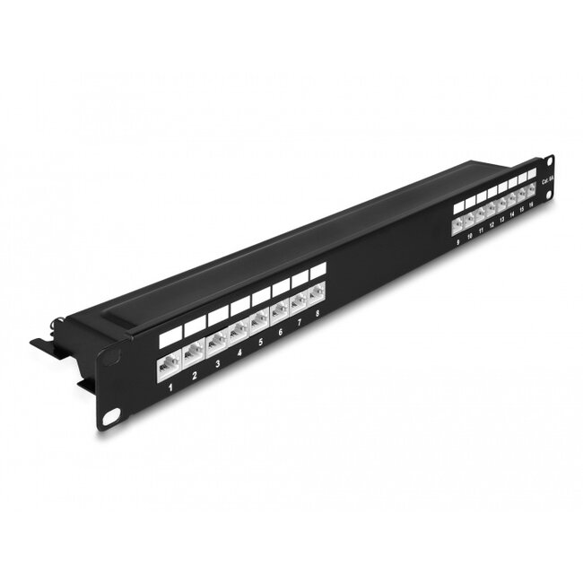 Delock 19″ Patch Panel 16 port Cat.6A 1U black