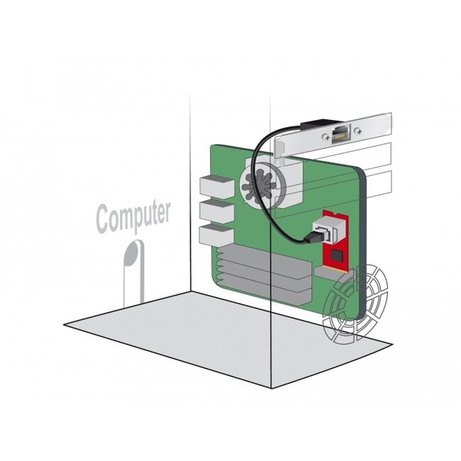 Delock Network Extension Cable RJ45 Cat.5e 30 cm with Standard and Low Profile Slot Bracket