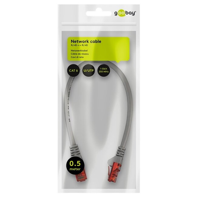 Goobay CAT 6 Patch Cable, U/UTP, grey 0.5 m