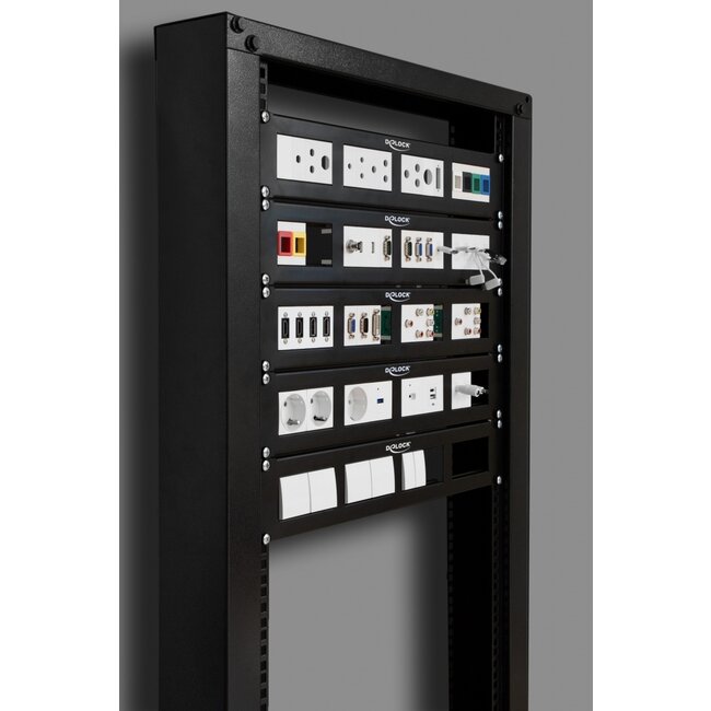 Delock Easy 45 19″ Patch Panel cut-out 4 x 90.5 x 45.2 mm, 2U, black