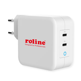 Roline ROLINE USB Oplader met Eurostekker, 2 poorten (2x Type-C PD), GaN, 100W