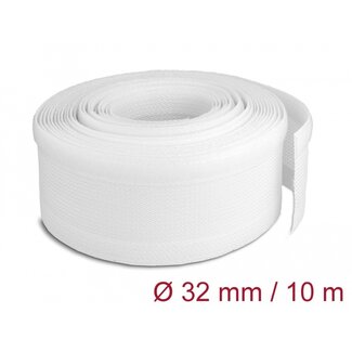 DeLOCK Delock Braided Sleeving with Hook-and-Loop Fastener 10 m x 32 mm white