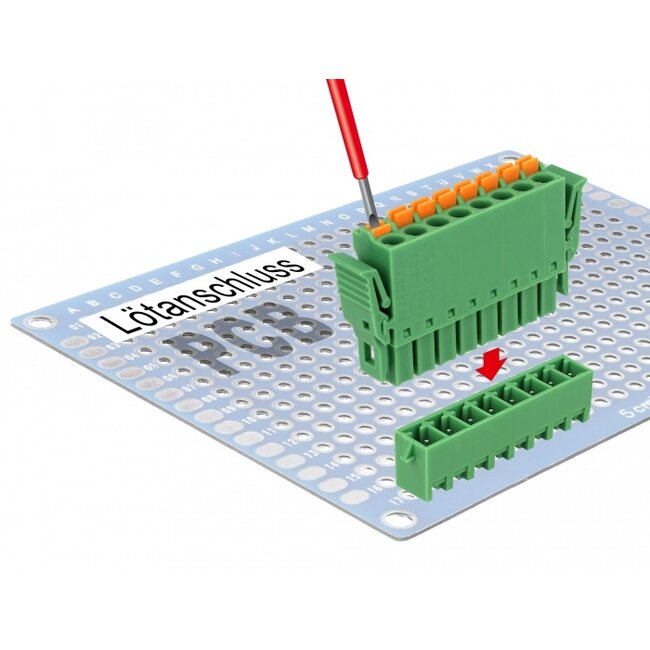 Delock Terminal block set for PCB 8 pin 3.81 mm pitch vertical