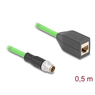 DeLOCK Delock M12 Cable X-coded 8 pin male to RJ45 female PUR (TPU) 0.5 m