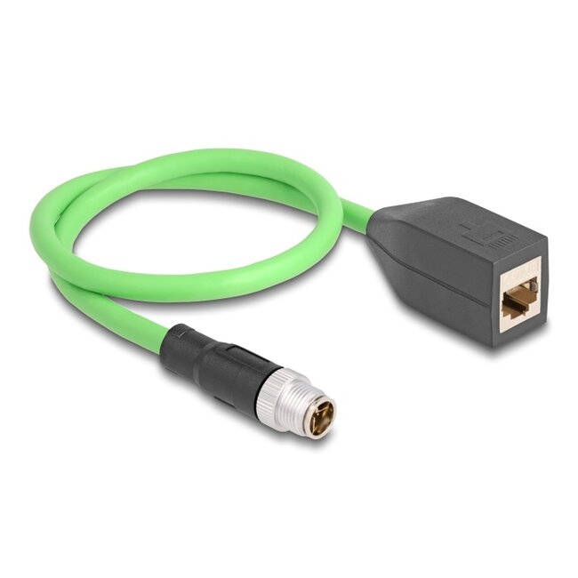 Delock M12 Cable X-coded 8 pin male to RJ45 female PUR (TPU) 0.5 m