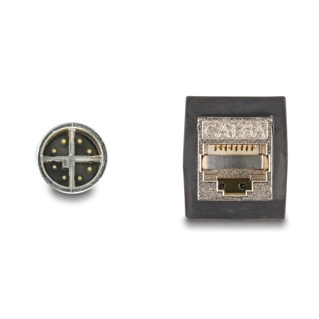 Delock M12 Cable X-coded 8 pin male to RJ45 female PUR (TPU) 0.5 m