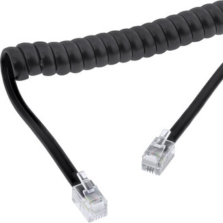 InLine® InLine® Telephone spiraalkabel, RJ10 (4P4C), zwart, 2m