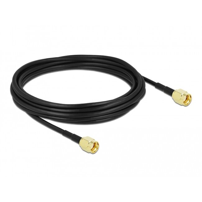 Delock Antenna Cable RP-SMA plug to RP-SMA plug LMR/CFD100 5 m low loss
