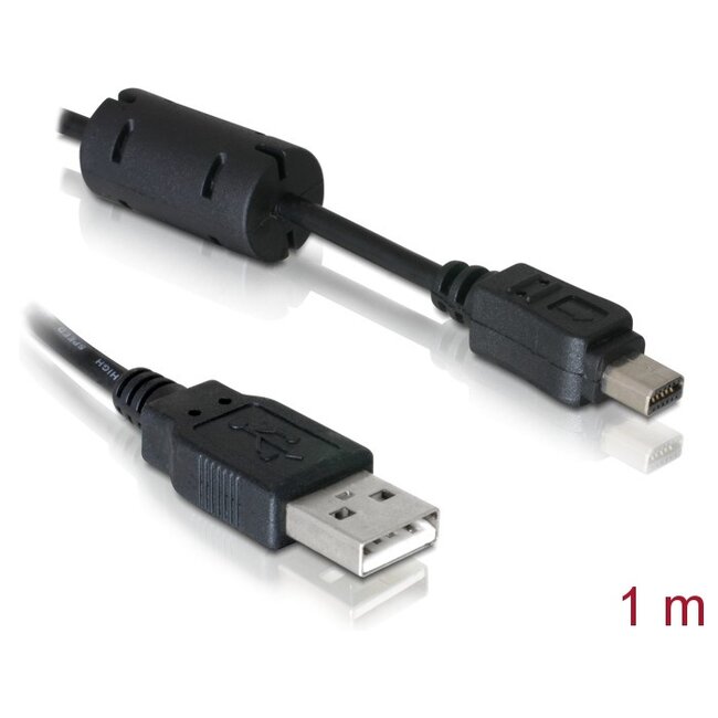 Delock Cable Camera USB-A male to Olympus 12 pin male 1 m