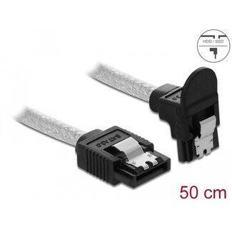 DeLOCK Delock SATA 6 Gb/s Cable straight to downwards angled 50 cm transparent