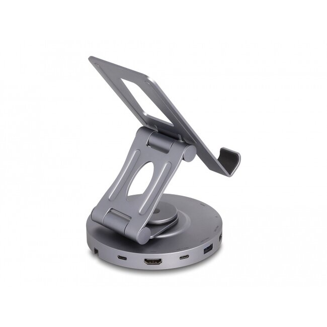 Delock Tablet and Laptop Docking Station 4K with integrated holder - HDMI / USB / Hub / SD / Micro SD / PD 3.0 - 360° rotateable