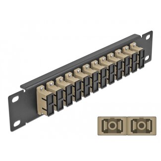 DeLOCK Delock 10″ Fiber Optic Patch Panel 12 Port SC Duplex beige 1U black