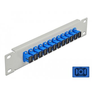 DeLOCK Delock 10″ Fiber Optic Patch Panel 12 Port SC Simplex blue 1U grey