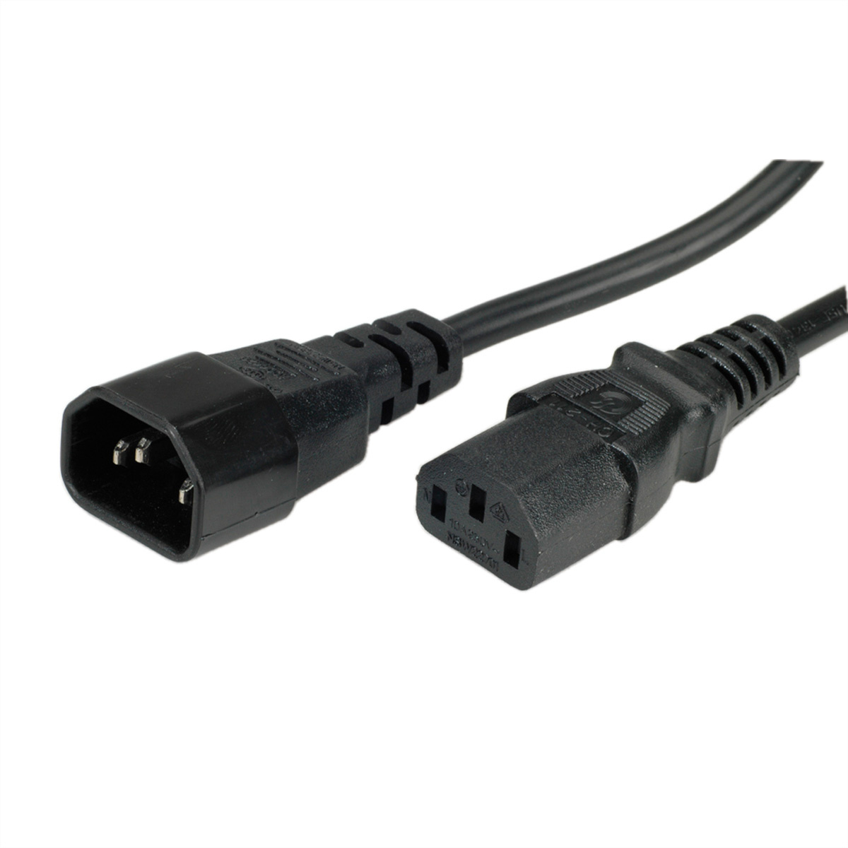 Roline ROLINE stroomverlengkabel, zwart 0,5m. Snoerlengte: 0,5 m, Aansluiting 1: C14 stekker, Aansluiting 2: C13 stekker. Ingangsspanning: 250 V, Stroom: 10 A