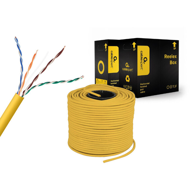 UTP Cat5E kabel (CCA) stug 305 meter - Geel