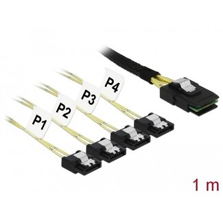 DeLOCK Delock Cable Mini SAS SFF-8087 > 4 x SATA 7 pin 1 m metal