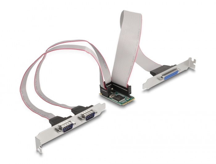 DeLOCK 95232. Hostinterface: Mini PCI Express, Output interface: Parallel, Serie, Soort serieële aansluiting: RS-232. Chipset: Moschip MCS9901. Connectiviteitstechnologie: Bedraad,