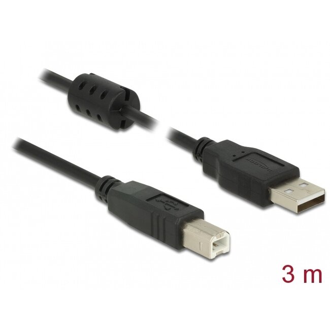 Delock Cable USB 2.0 Type-A male > USB 2.0 Type-B male 3.0 m black