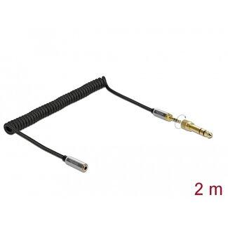 DeLOCK Delock Coiled Cable Extension 3.5 mm 3 pin Stereo Jack male to Stereo Jack female with 6.35 mm screw adapter 2 m