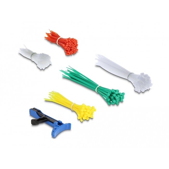 Delock Cable tie assortment box with tensioning tool 350 pieces assorted colours