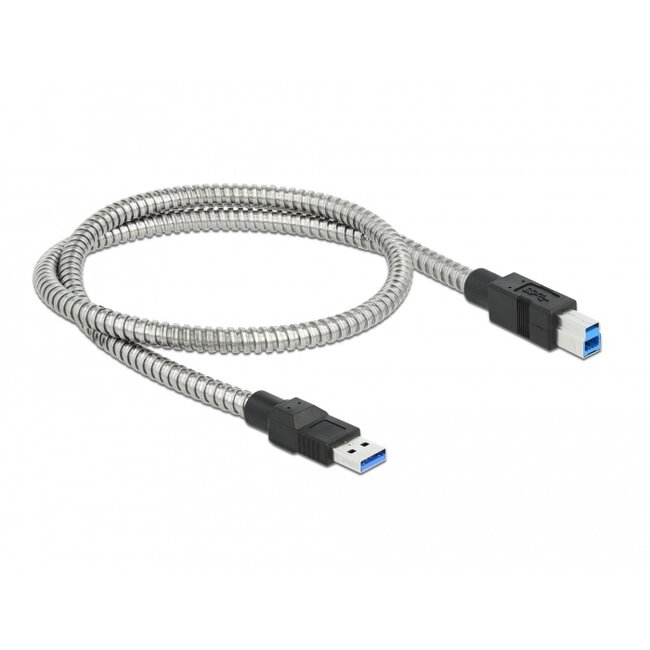 Delock USB 3.2 Gen 1 Cable Type-A male to Type-B male with metal jacket 0.5 m