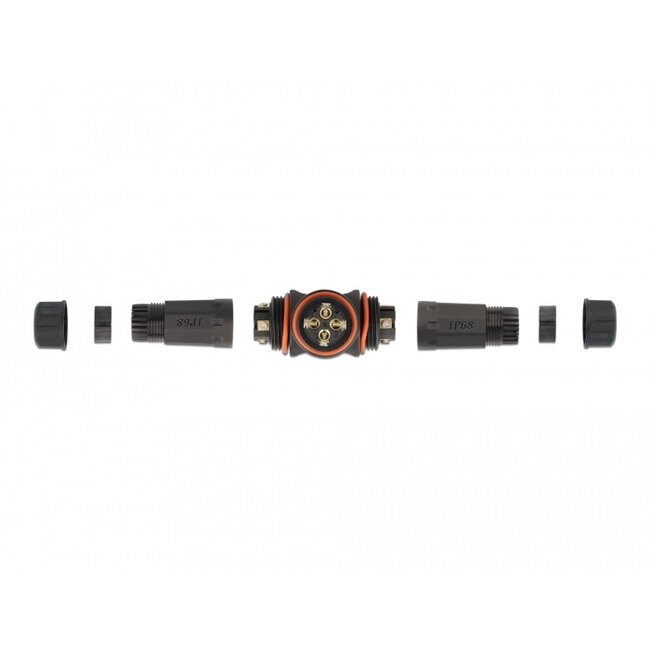 Delock Cable connector T-shape for outdoor 4 pin, IP68 waterproof, screwable, cable diameter 4.5 - 7.5 mm black