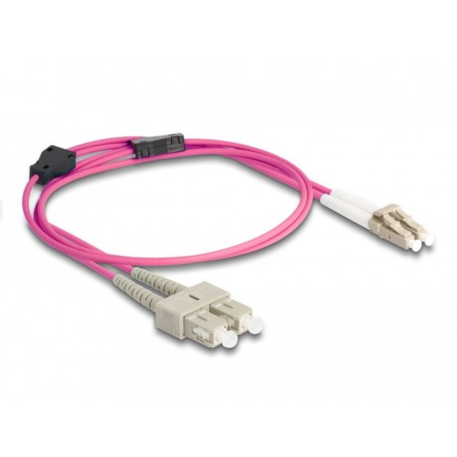 Delock Fiber Optical Cable with metal armouring LC Duplex to SC Duplex Multi-mode OM4 1 m