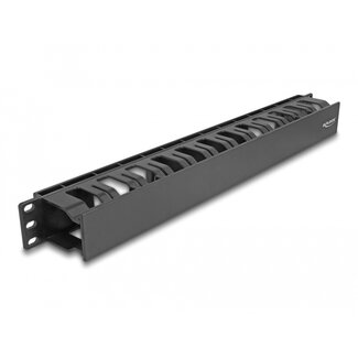 DeLOCK Delock 19″ Cable Management Routing Panel with 2 openings 1U black plastic