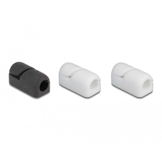 Delock Cable holder self-closing and self-adhesive 3 pieces black / white