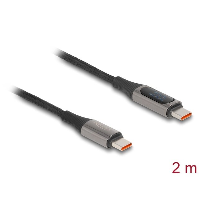 Delock USB 2.0 Cable USB Type-C™ male to male PD 3.0 100 W with power indication 2 m