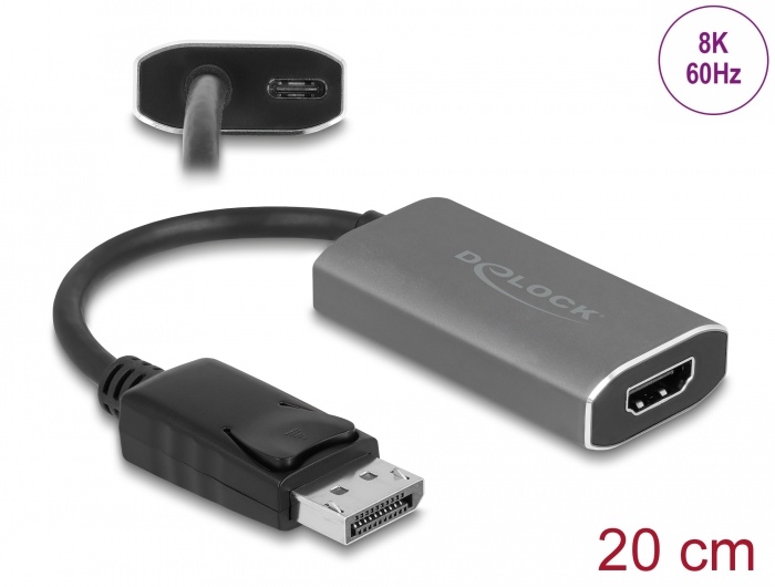 DeLOCK 63118. Snoerlengte: 0,2 m, Aansluiting 1: DisplayPort, Aansluiting 2: HDMI Type A (Standaard)