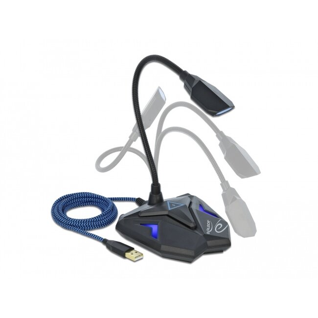 Delock Desktop USB Gaming Microphone with Gooseneck and Mute Button