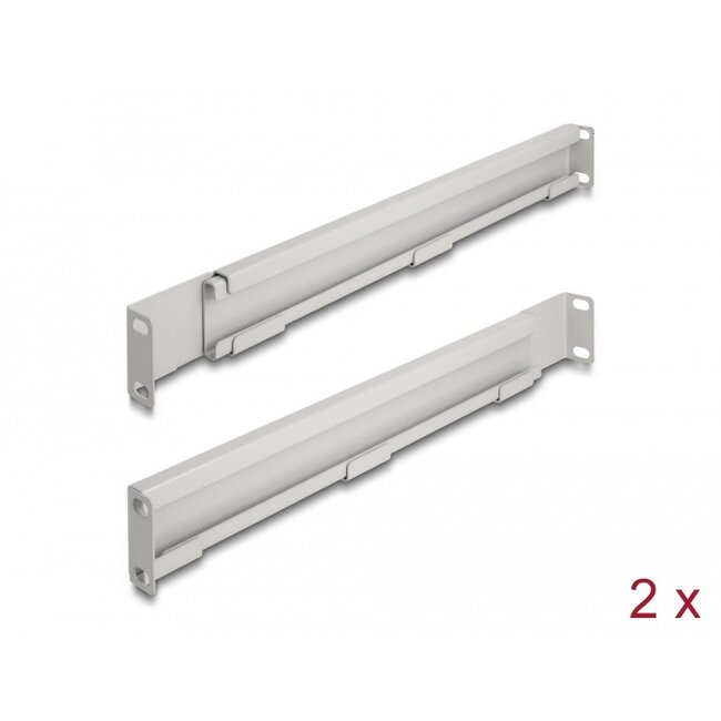Delock 19″ Mounting bracket adjustable length 368 - 600 mm for network cabinet 1U grey 2 pieces
